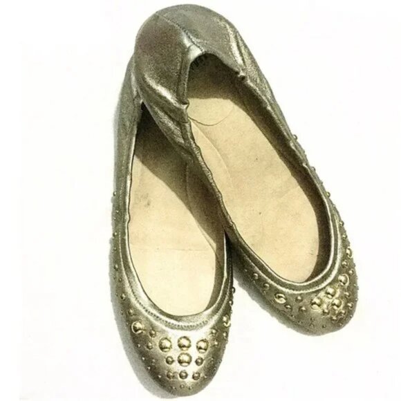 STUART WEITZMAN Ballet Flats Dotsalot Studded GOLD - Picture 1 of 4